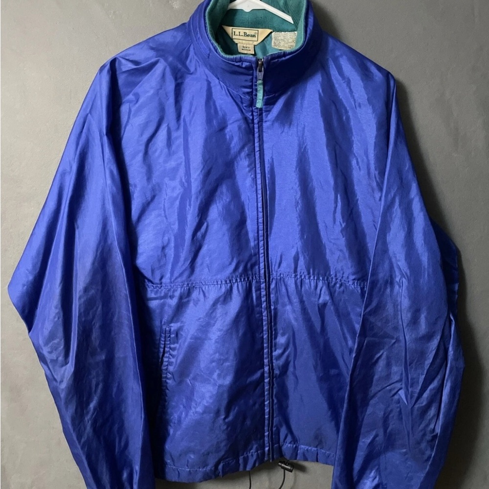 Vintage L.L. Bean Full Zip Hooded Windbreaker Rain Jacket  Mens Size M Blue